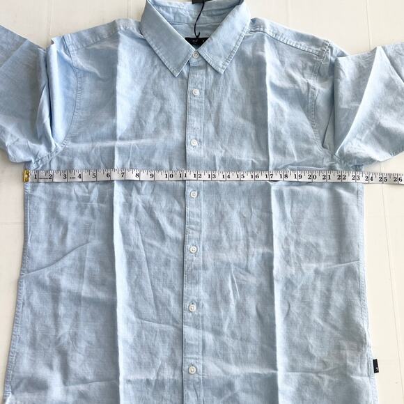 New 7 FOR ALL MANKIND Linen Blend Men’s SIZE XXL Long Sleeve Button Shirt Blue - Picture 3 of 10
